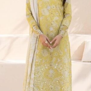 3PC UNSTICH LAWN WITH CHIFFON DUPPATA