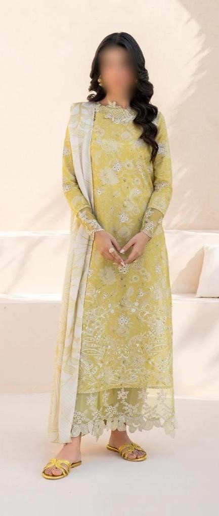 3PC UNSTICH LAWN WITH CHIFFON DUPPATA