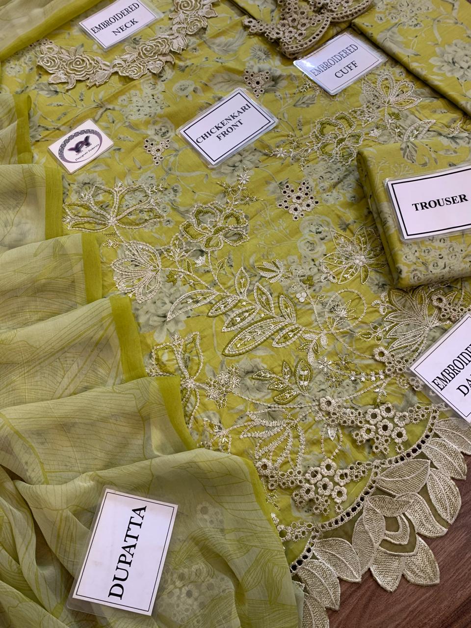 3PC UNSTICH LAWN WITH CHIFFON DUPPATA - Image 10