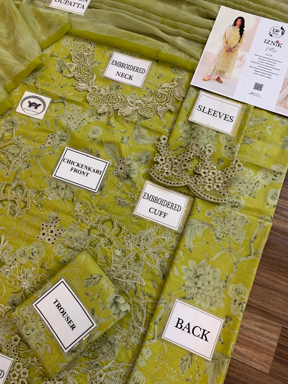 3PC UNSTICH LAWN WITH CHIFFON DUPPATA - Image 9